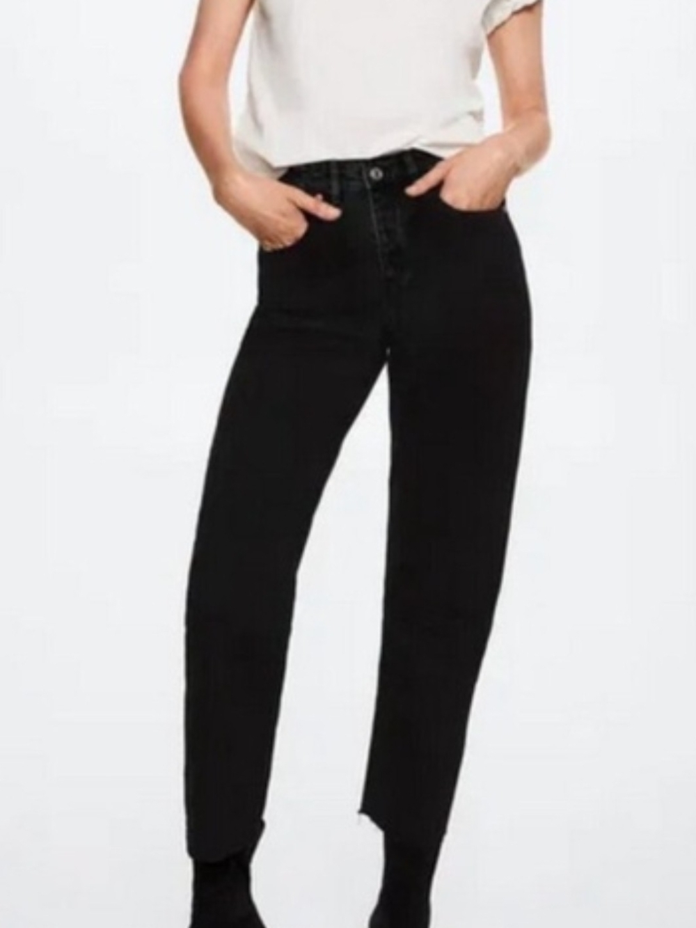Mango Havana High-Rise Black Wash Straight Jeans Size 10 - Picture 1 of 14